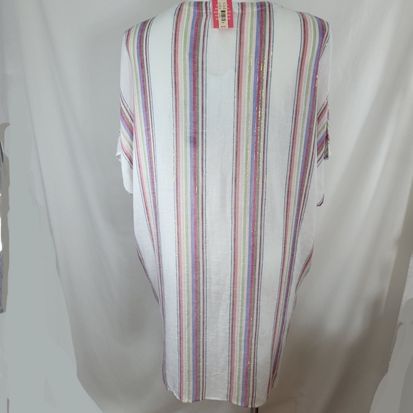 Uncommon Sense Striped COVERUP Womens Size S/M Multicolor Linen Blend Beach NWT - Picture 3 of 16